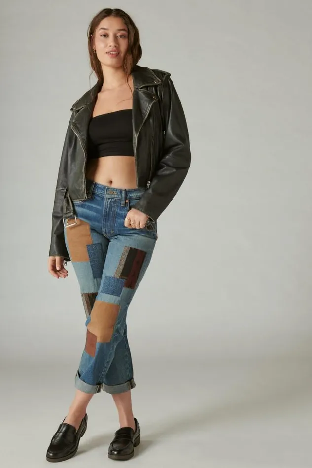 Women Lucky Brand Jeans Lucky Legend Mid Rise Boy High Bluff Patchwork
