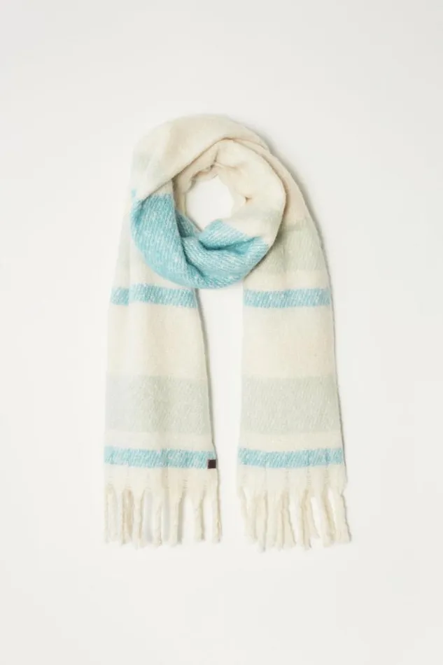 Women Lucky Brand Scarves and Bandanas Chunky Stripe Blanket Scarf Medium Light Green