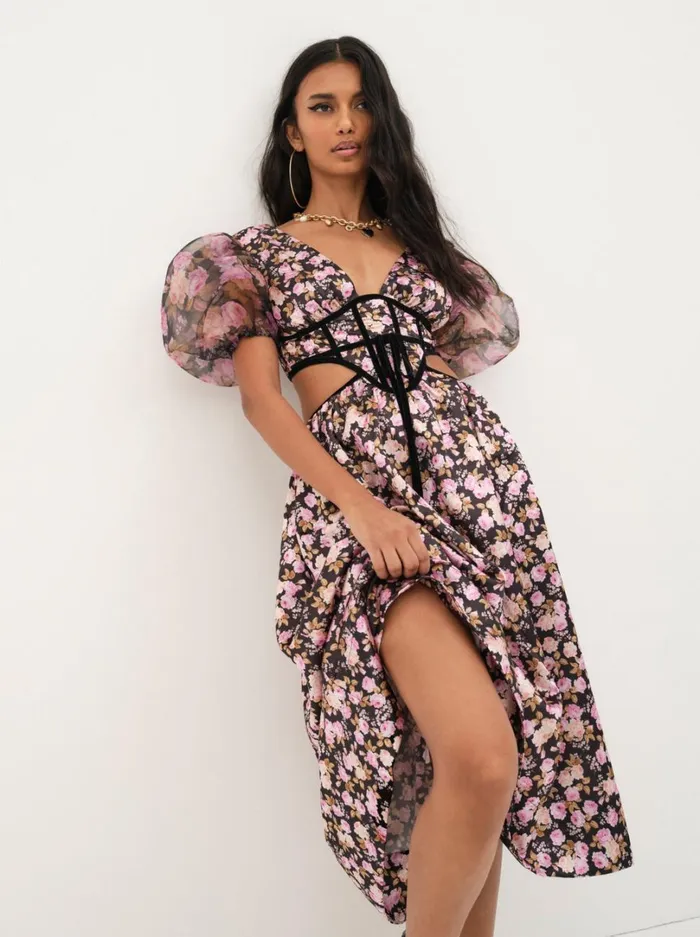 Women Maddison Midi Dress Black For Love and Lemons Dresses