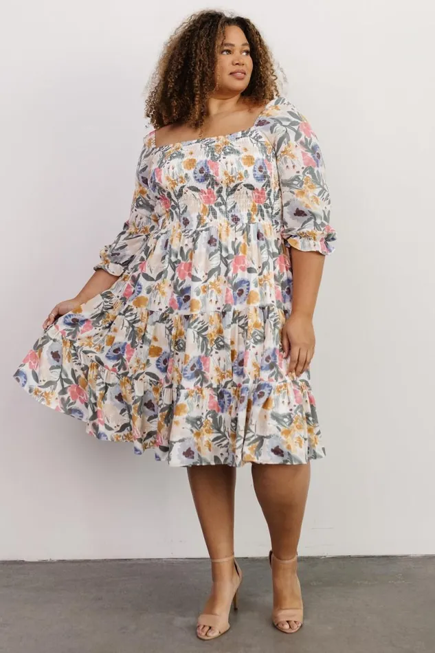 Women Marta Smocked Midi Dress Multi Floral Baltic Born Midi Dresses Women Marta Smocked Midi Dress Multi Floral Baltic Born Midi Dresses