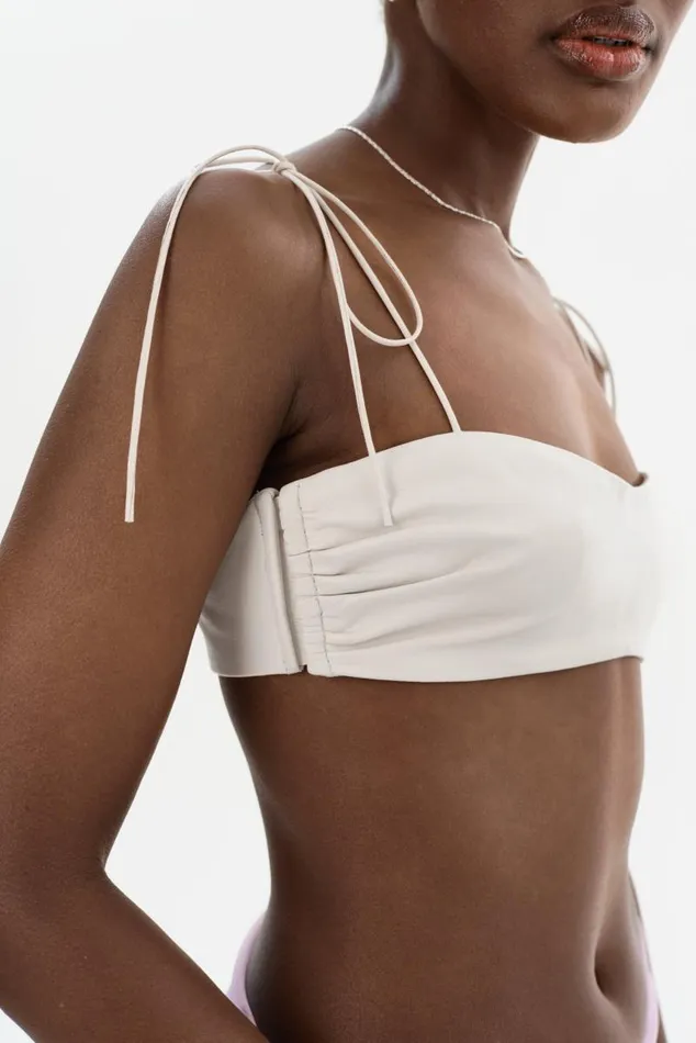 Women MERANIA Leather Bralette Winter White LAMARQUE Tops