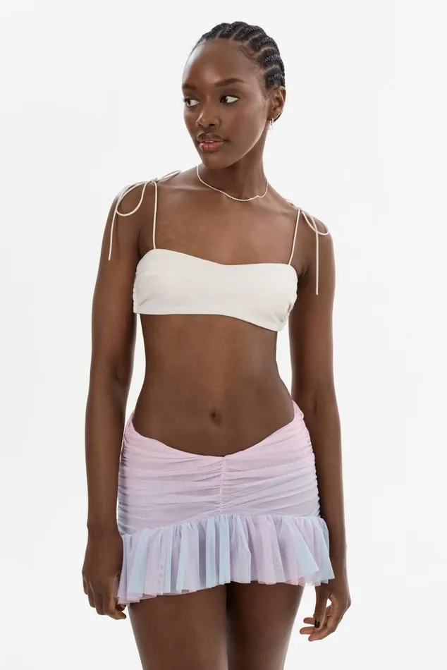 Women MERANIA Leather Bralette Winter White LAMARQUE Tops