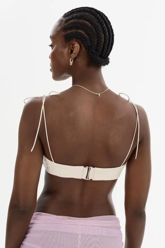 Women MERANIA Leather Bralette Winter White LAMARQUE Tops