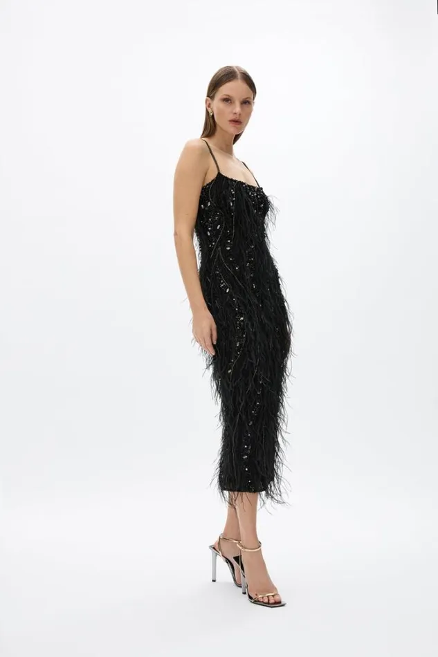 Women Midi Dresses Rachel Gilbert Cynthia Dress Black Women Midi Dresses Rachel Gilbert Cynthia Dress Black