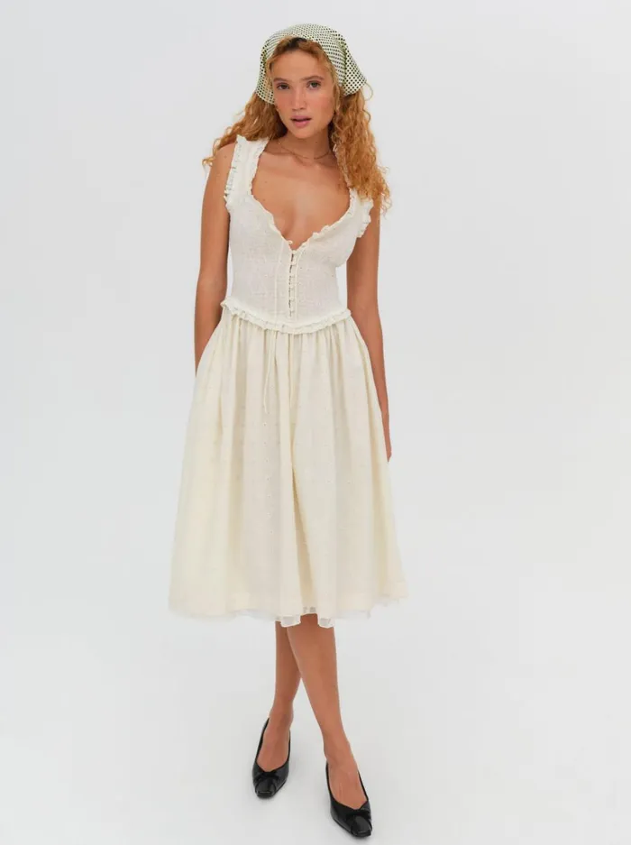Women Morgan Midi Dress Beige For Love and Lemons Dresses