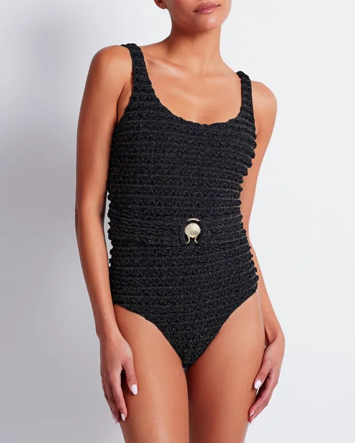 Women One Pieces PatBO Crinkle Lurex One Piece FINAL SALE Black