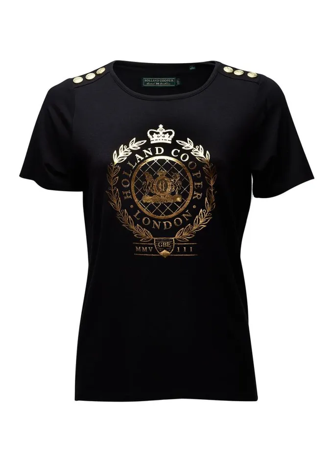 Women Ornate Crest Tee Black Holland Cooper Tees Women Ornate Crest Tee Black Holland Cooper Tees