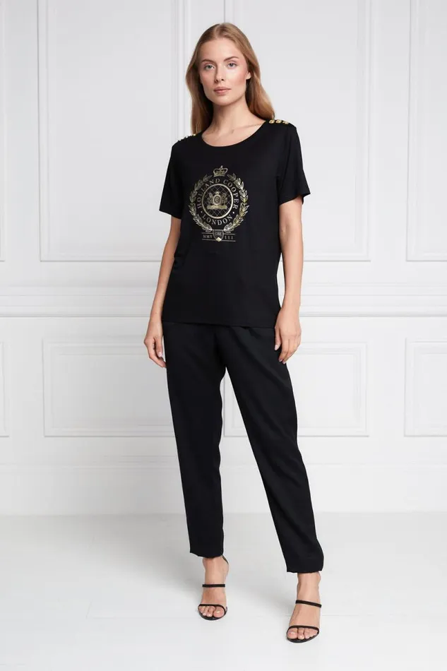 Women Ornate Crest Tee Black Holland Cooper Tees Women Ornate Crest Tee Black Holland Cooper Tees