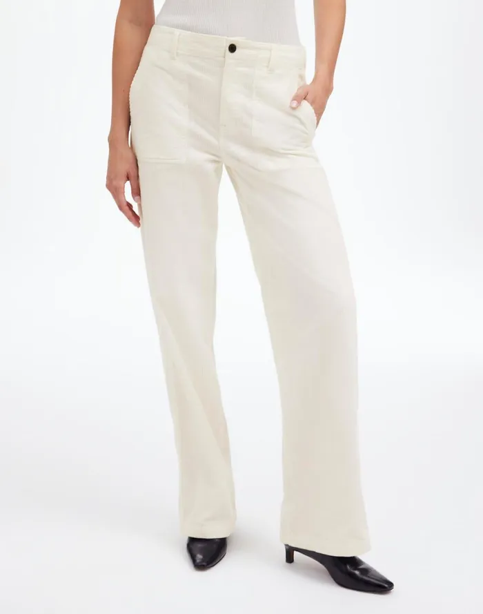 Women Pants Madewell LowSlung Baggy Utility Pants In Corduroy Winter White