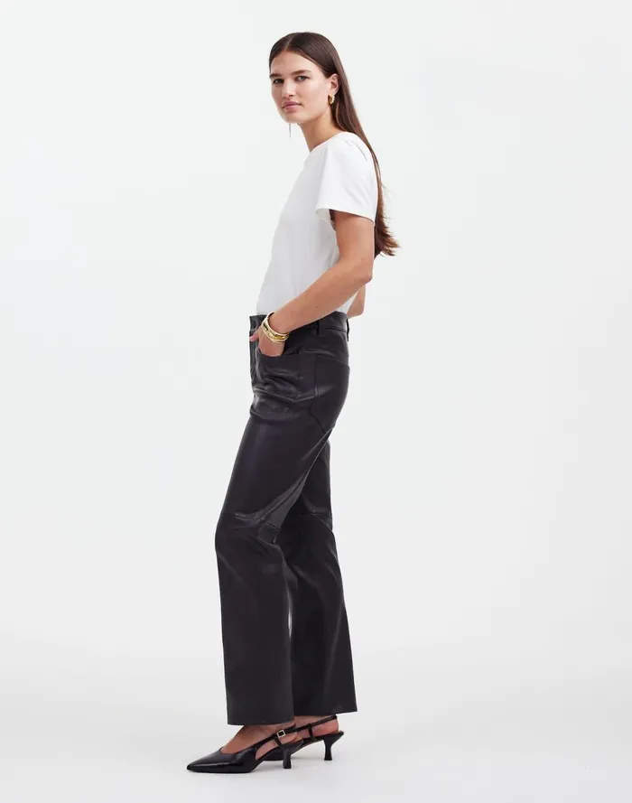 Women Pants Madewell The 03990s Straight MidRise Pant In Leather True Black