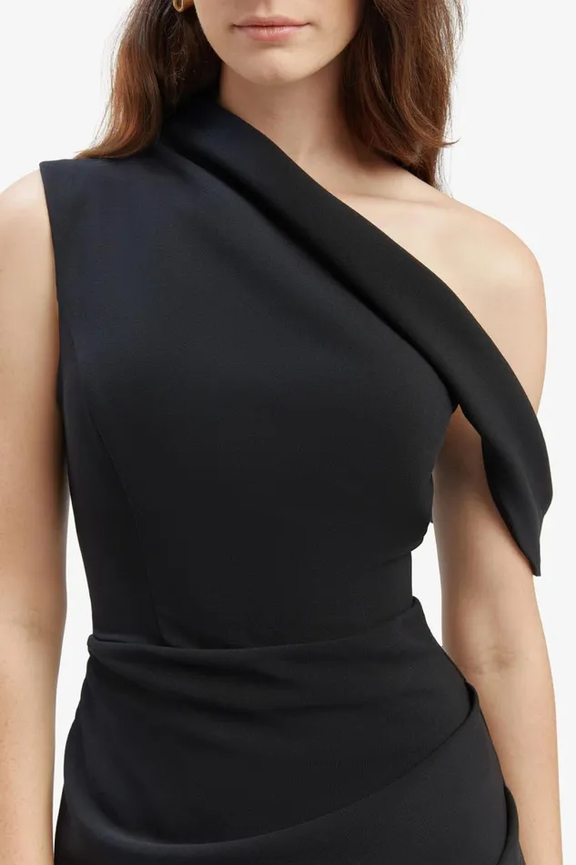 Women Party Dresses Bardot Maeve Asymmetric Midi Dress In Black Black Women Party Dresses Bardot Maeve Asymmetric Midi Dress In Black Black