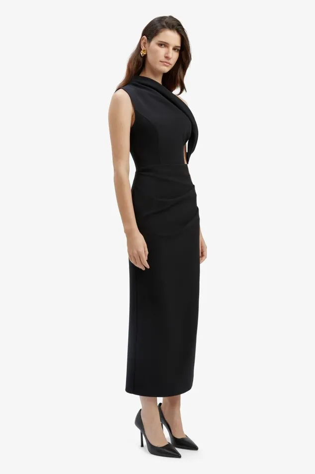 Women Party Dresses Bardot Maeve Asymmetric Midi Dress In Black Black Women Party Dresses Bardot Maeve Asymmetric Midi Dress In Black Black