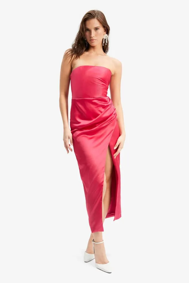 Women Party Dresses Bardot Yana Midi Dress In Fuchsia Fuchsia Women Party Dresses Bardot Yana Midi Dress In Fuchsia Fuchsia