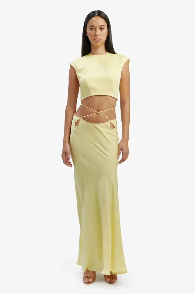 Women Party Tops Bardot Anya Satin Top In Canary Yellow Canary Yellow Women Party Tops Bardot Anya Satin Top In Canary Yellow Canary Yellow