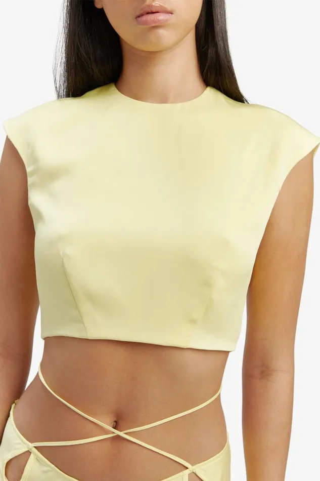 Women Party Tops Bardot Anya Satin Top In Canary Yellow Canary Yellow Women Party Tops Bardot Anya Satin Top In Canary Yellow Canary Yellow
