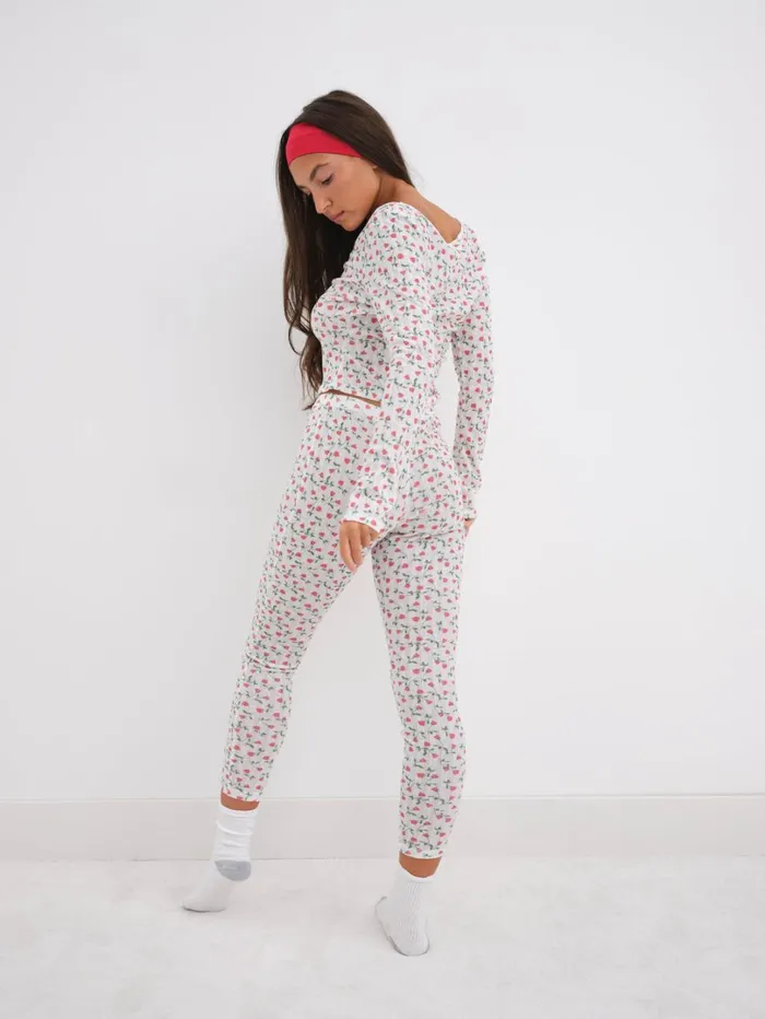 Women Pointelle Long Sleeve Sleep Set White For Love and Lemons Lingerie Women Pointelle Long Sleeve Sleep Set White For Love and Lemons Lingerie