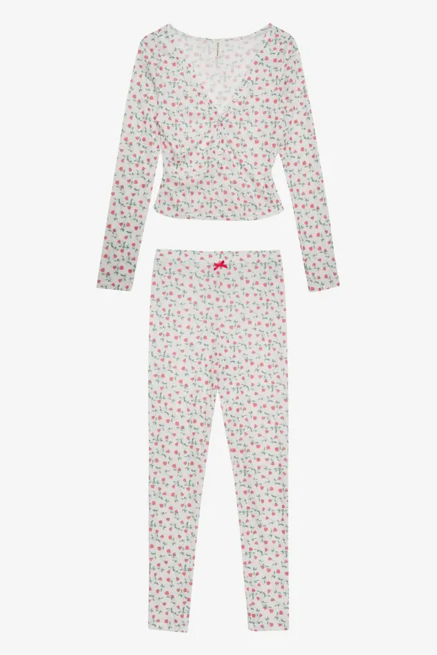 Women Pointelle Long Sleeve Sleep Set White For Love and Lemons Lingerie Women Pointelle Long Sleeve Sleep Set White For Love and Lemons Lingerie