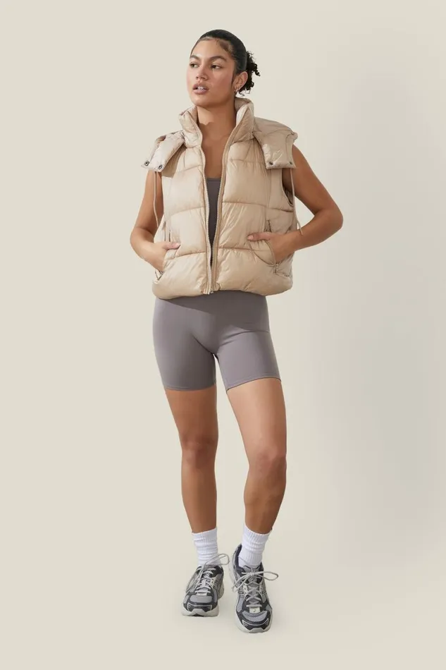 Women Puffers and Jackets Cotton On The Recycled Mother Hooded Puffer Vest 20 White Pepper