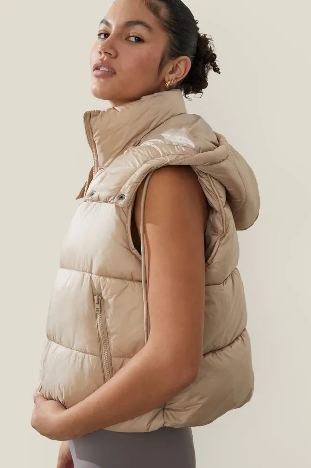 Women Puffers and Jackets Cotton On The Recycled Mother Hooded Puffer Vest 20 White Pepper