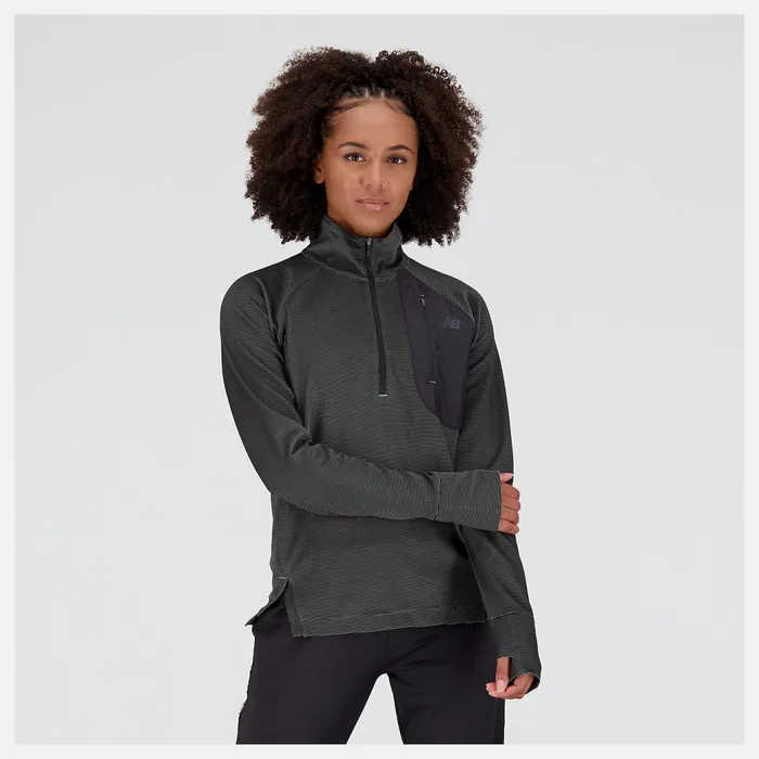 Women Q Speed Shift 12 Zip Black New Balance Hoodies and Sweatshirts