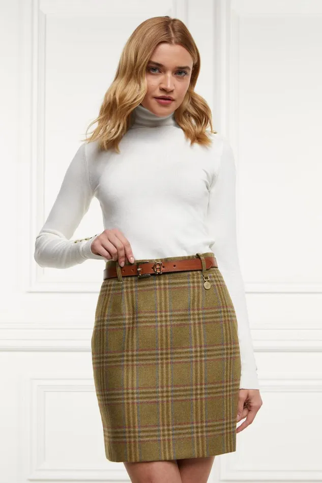 Women Regency Skirt Avebury Green Check Holland Cooper Tailoring