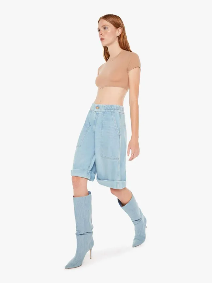 Women Relaxed Mother Denim SNACKS The Tasty Utility Short Cuff Blue lightpastel