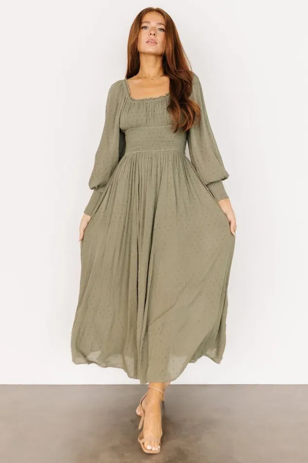 Women Renata Dot Maxi Dress Dusty Olive Baltic Born Maxi Dresses Women Renata Dot Maxi Dress Dusty Olive Baltic Born Maxi Dresses
