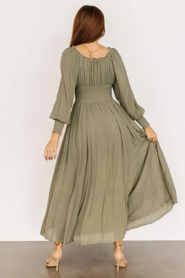 Women Renata Dot Maxi Dress Dusty Olive Baltic Born Maxi Dresses Women Renata Dot Maxi Dress Dusty Olive Baltic Born Maxi Dresses