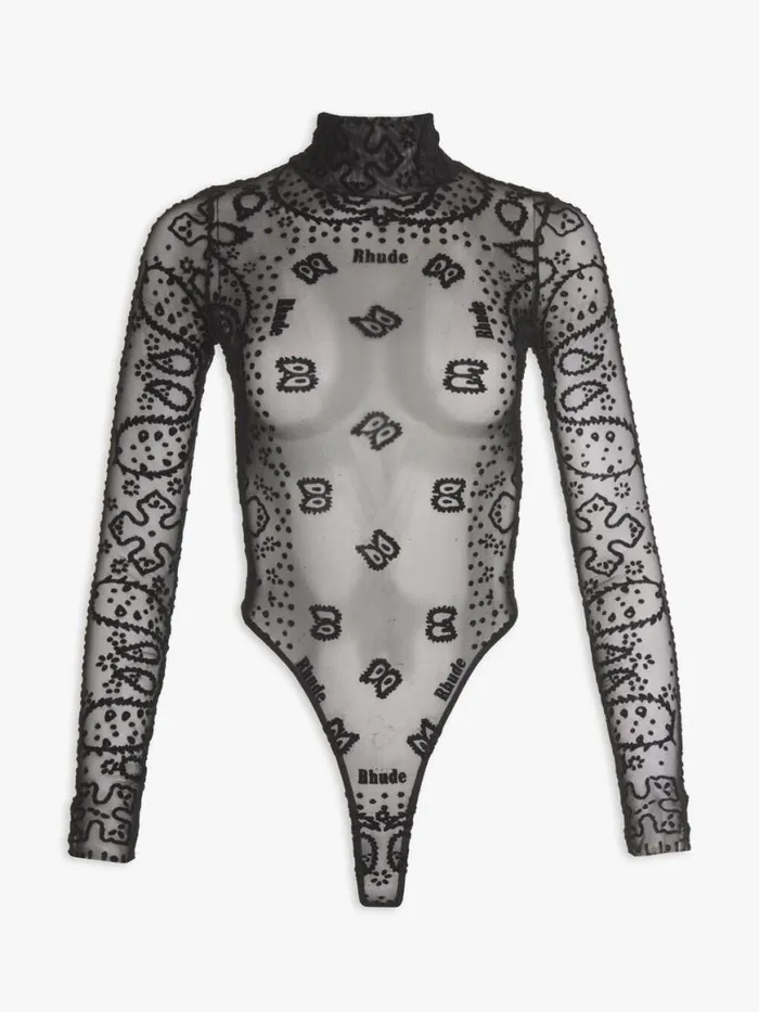 Women Rhude Tops BANDANA BODYSUIT Black