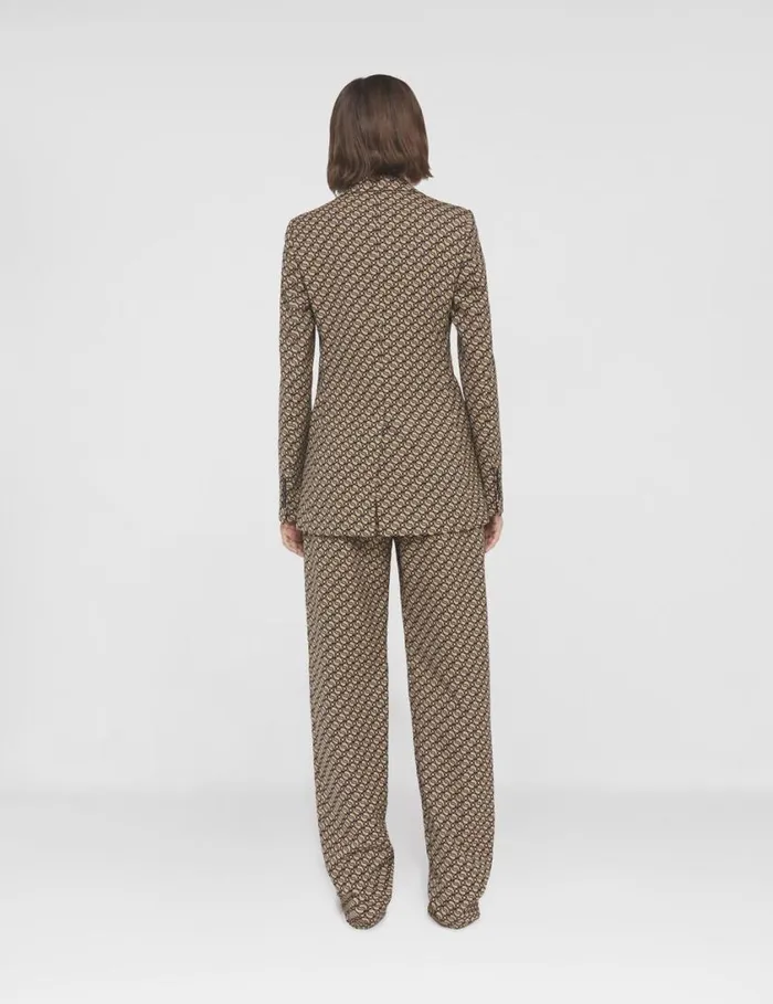 Women SWave Print SingleBreasted Blazer Raffia Beige Stella McCartney Tailoring