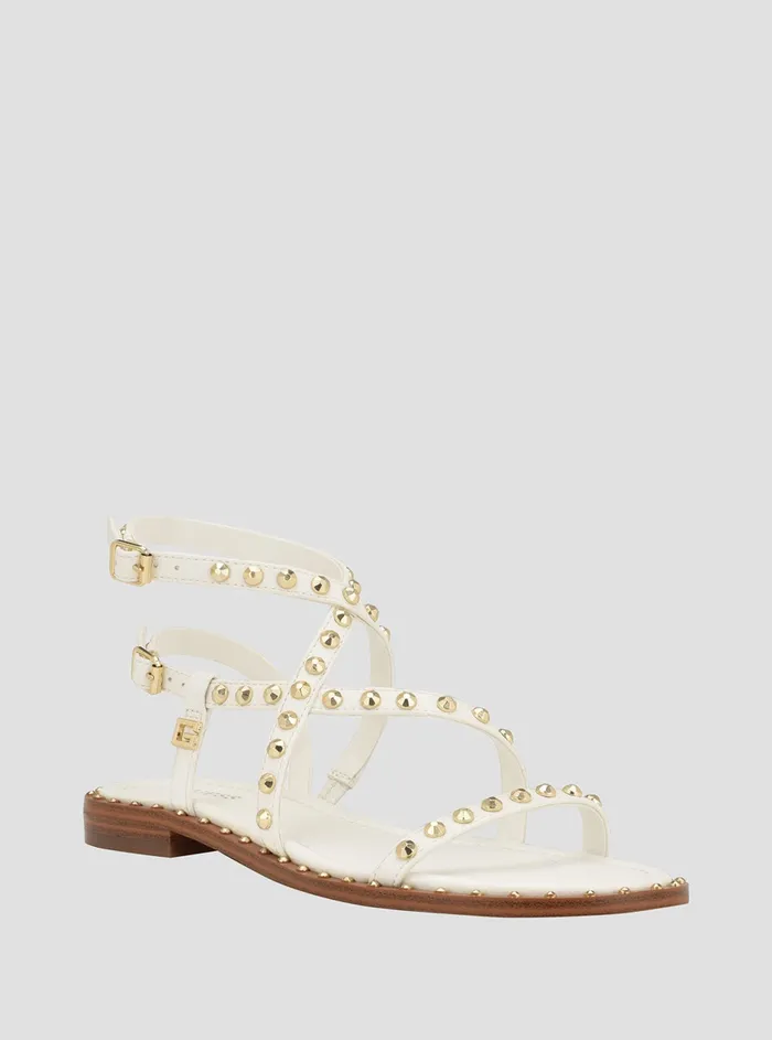 Women Sandals GUESS White Yamara Studded Gladiator Sandals