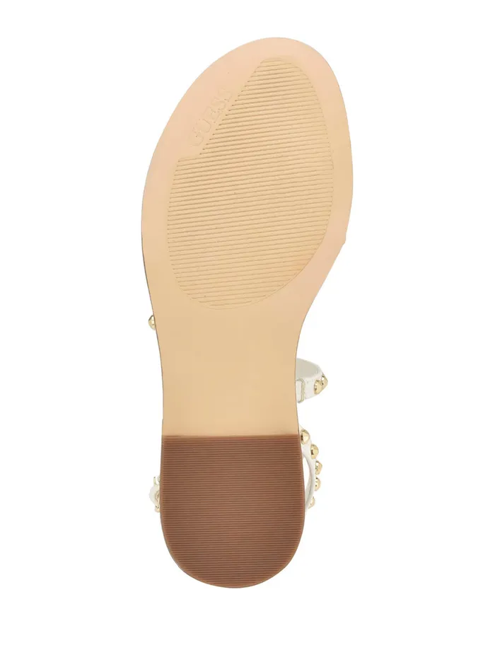 Women Sandals GUESS White Yamara Studded Gladiator Sandals Women Sandals GUESS White Yamara Studded Gladiator Sandals