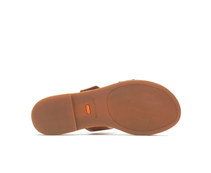 Women Sandals Hush Puppies Lilly 2 Band Slide Amber Brownleopard Leather