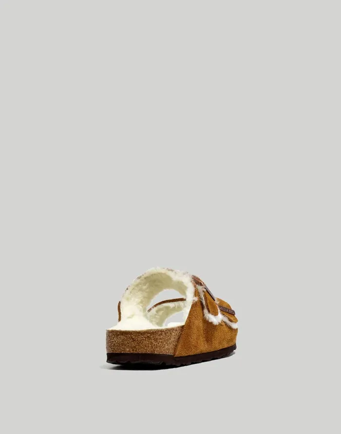 Women Sandals Madewell Birkenstock Suede Arizona Sandals In Shearling Mink Natural