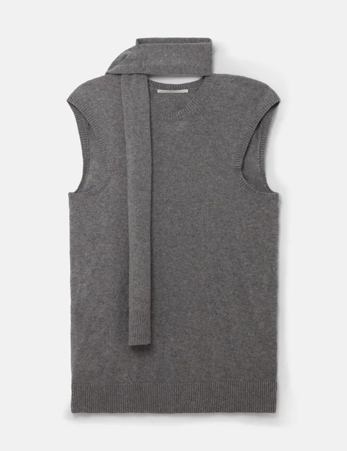 Women Scarf Detail Sleeveless Top Storm Grey Stella McCartney Knitwear