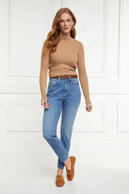 Women Seattle Cable Crew Knit Dark Camel Holland Cooper Knitwear Women Seattle Cable Crew Knit Dark Camel Holland Cooper Knitwear