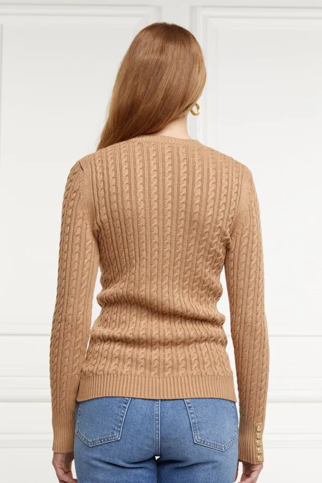 Women Seattle Cable Crew Knit Dark Camel Holland Cooper Knitwear Women Seattle Cable Crew Knit Dark Camel Holland Cooper Knitwear