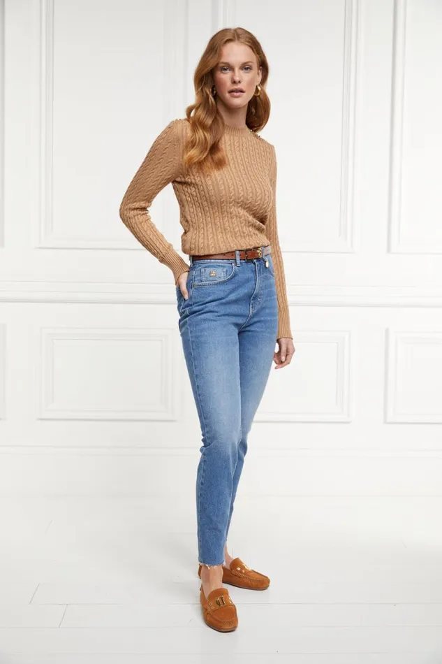Women Seattle Cable Crew Knit Dark Camel Holland Cooper Knitwear Women Seattle Cable Crew Knit Dark Camel Holland Cooper Knitwear