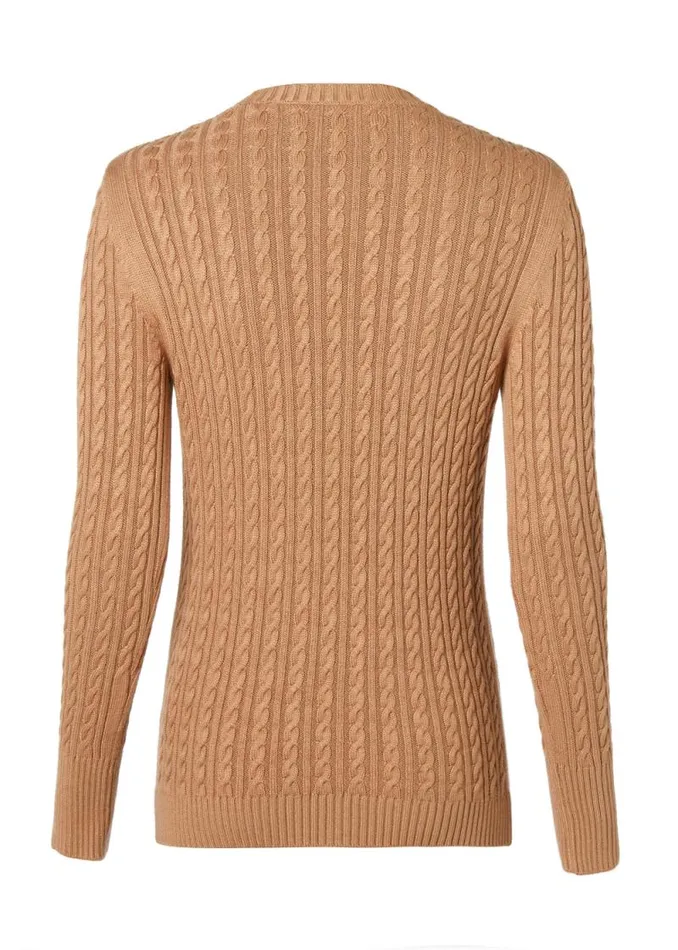 Women Seattle Cable Crew Knit Dark Camel Holland Cooper Knitwear Women Seattle Cable Crew Knit Dark Camel Holland Cooper Knitwear