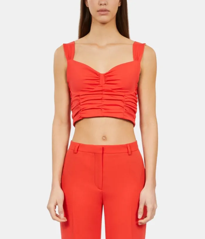 Women Short Red Top With Draping THE KOOPLES Blouses and Shirts