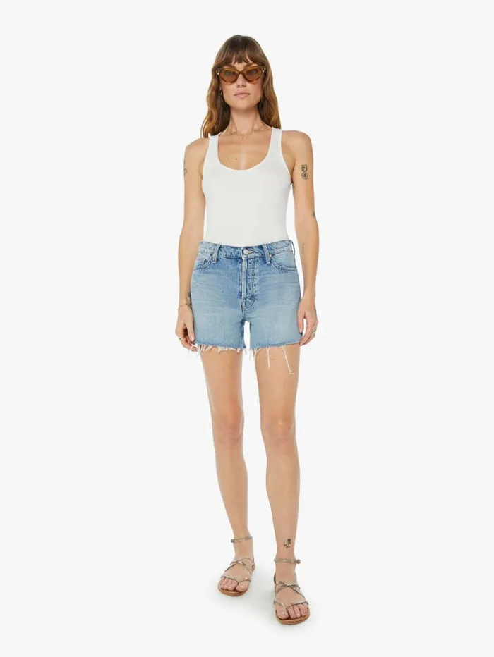 Women Shorts Mother Denim The Skipper Short And Long Fray Blue medium