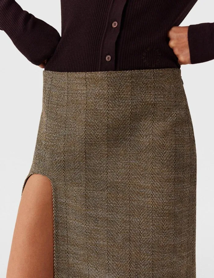 Women SideSlit Tweed Skirt Beige Tweed Stella McCartney Tailoring Women SideSlit Tweed Skirt Beige Tweed Stella McCartney Tailoring