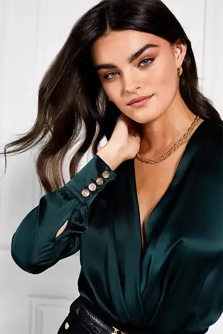 Women Silk Bodysuit Emerald Holland Cooper Shirts and Blouses Women Silk Bodysuit Emerald Holland Cooper Shirts and Blouses