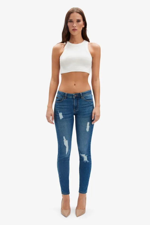 Women Skinny Jean Bardot Kate Hipster Jeans In Dark Denim Dark Denim