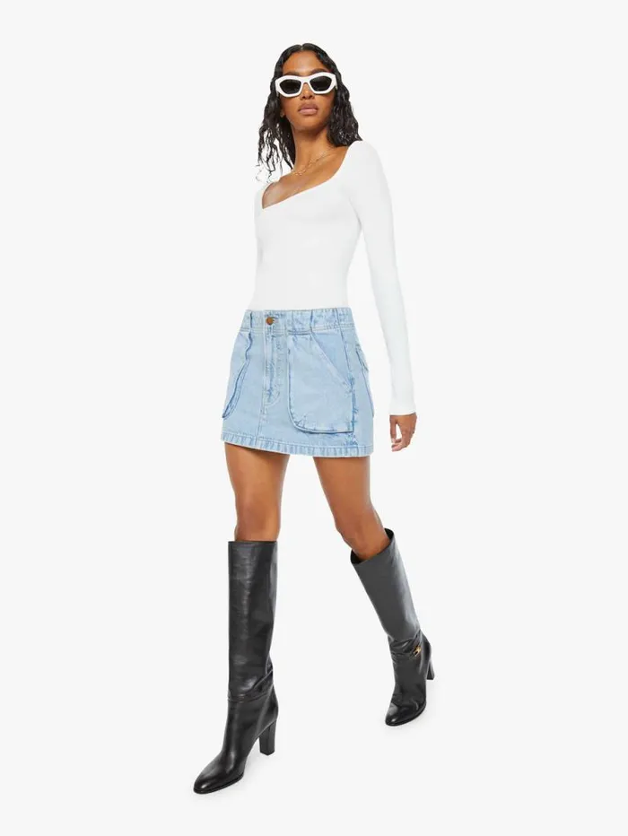 Women Skirts and Dresses Mother Denim SNACKS The Accordion Fun Dip Mini Blue