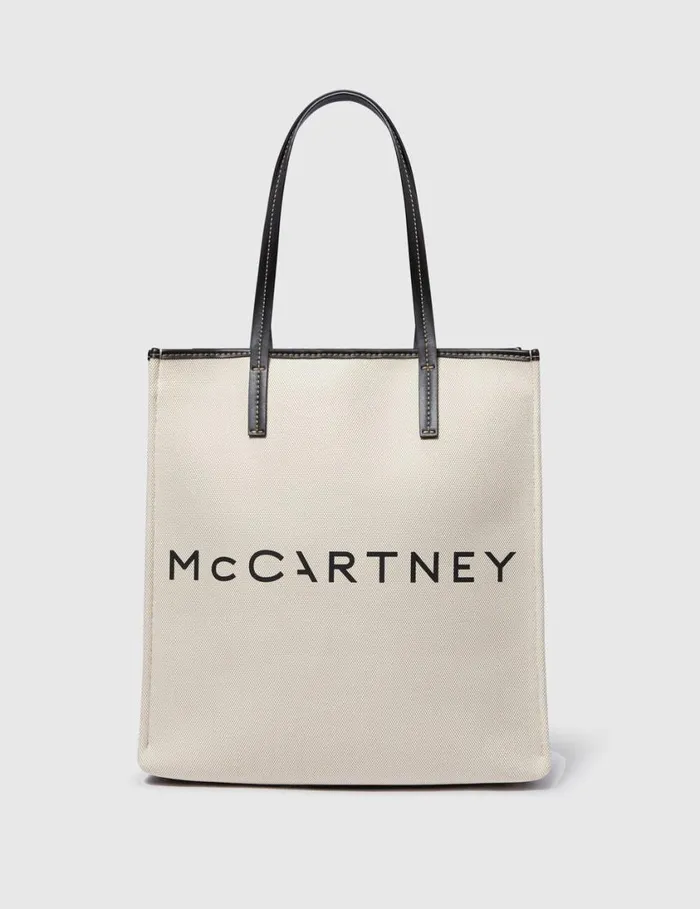Women SMC Canvas Large Tote Bag Ecru And Black Stella McCartney Shoulder Bags Women SMC Canvas Large Tote Bag Ecru And Black Stella McCartney Shoulder Bags