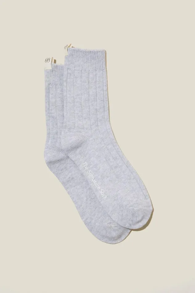Women Socks Cotton On The Signature Crew Sock Soft Grey Marle