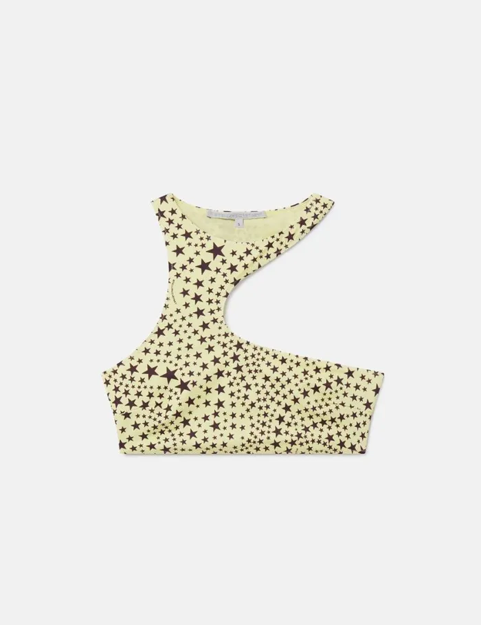 Women Star Print CutOut Halterneck Bikini Top Lemonburgundy Stella McCartney Swimwear