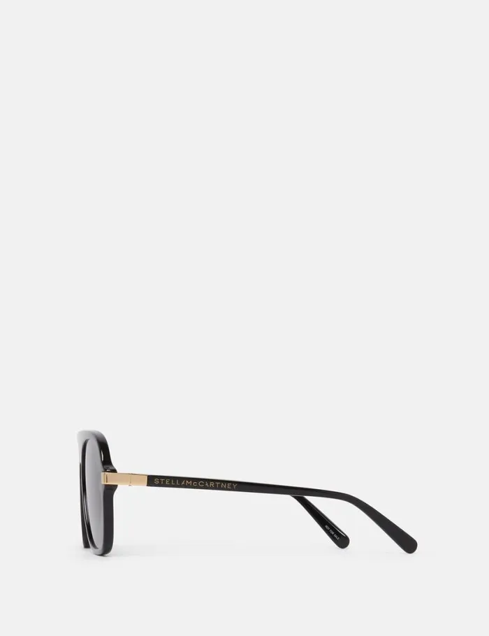 Women StraightEdge Sunglasses Glossy Black And Gold Stella McCartney Sunglasses Women StraightEdge Sunglasses Glossy Black And Gold Stella McCartney Sunglasses