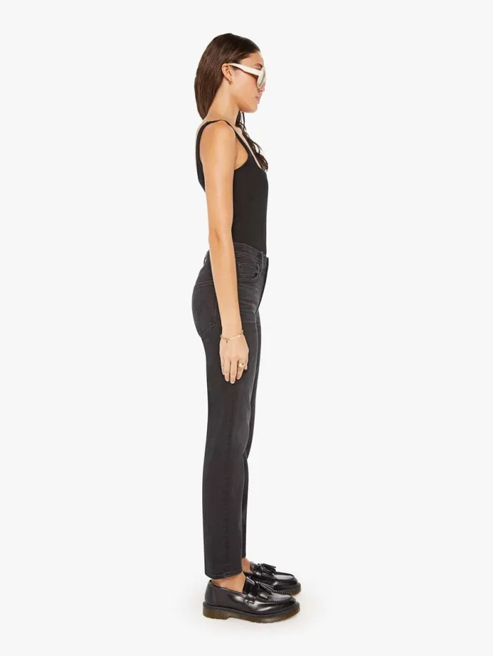 Women Straight Mother Denim The Smarty Pants Hover Black